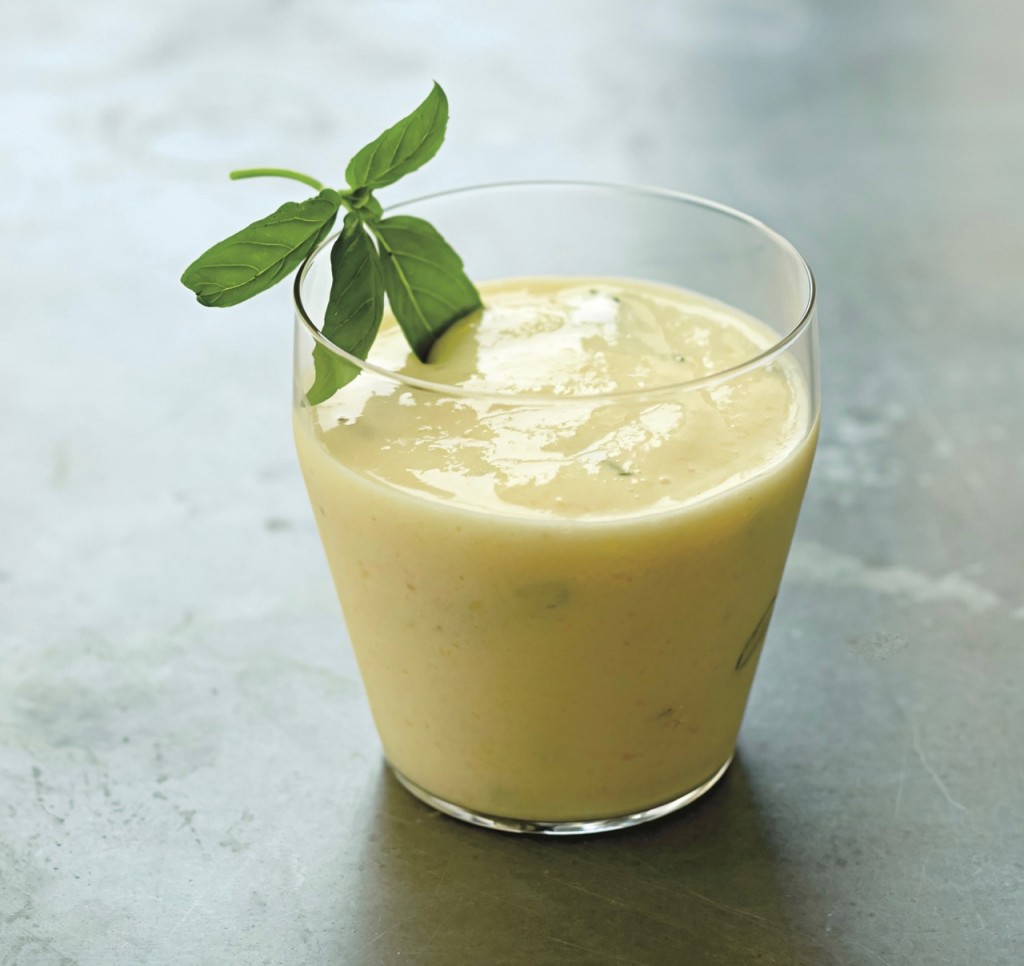 3 easy fruit smoothies for kids including this Pineapple-Basil Smoothie recipe. #smoothierecipes #smoothiesforkids #healthysmoothierecipes